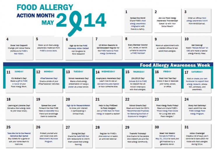 Food Allergy Action Month Calendar