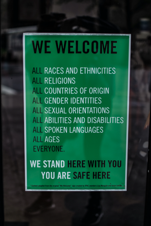 Welcome: We Stand Here with You - You Are Safe Here Sign