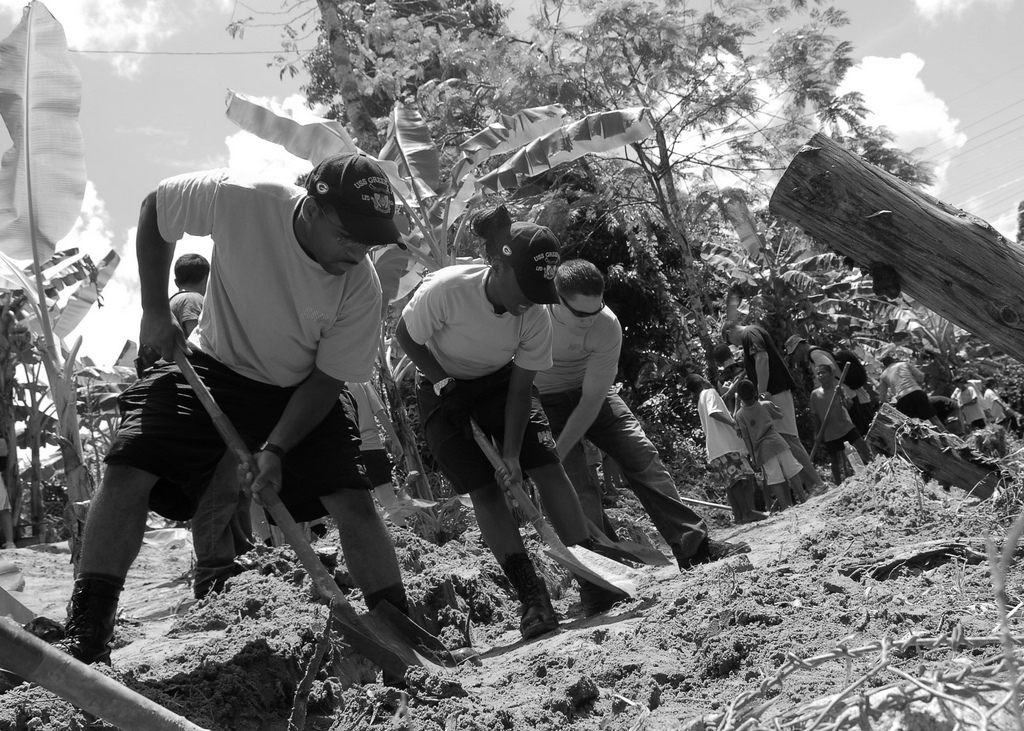 110823-N-UT455-053 
PHANG NGA PROVINCE, Thailand (Aug. 23, 2011) Sailors assigned to the amphibious transport dock ship USS Green Bay (LPD 20) help build a river retaining wall during a community service project at the Home and Life Orphanage. Green Bay is underway in the U.S. 7th Fleet area of responsibility during its maiden western Pacific deployment. (U.S. Navy photo by Mass Communication Specialist 1st Class Larry S. Carlson/Released)