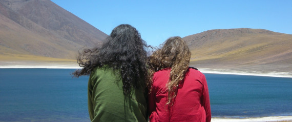 Rear view of a couple sitting near the sea