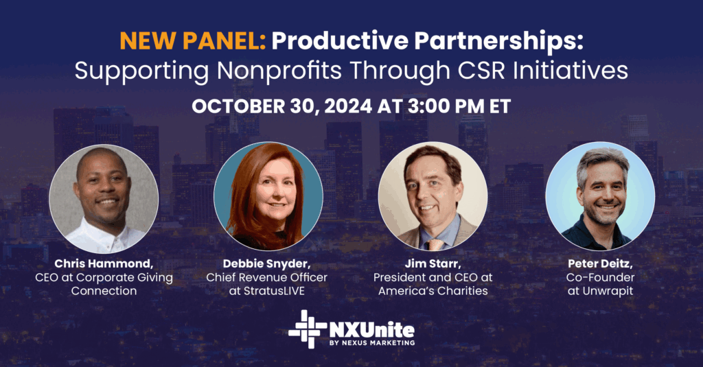 PanelOctober#18_LinkedIn_Announcement Productive Partnerships: Supporting Nonprofits Through CSR Initiatives, hosted by NXUnite by Nexus Marketing