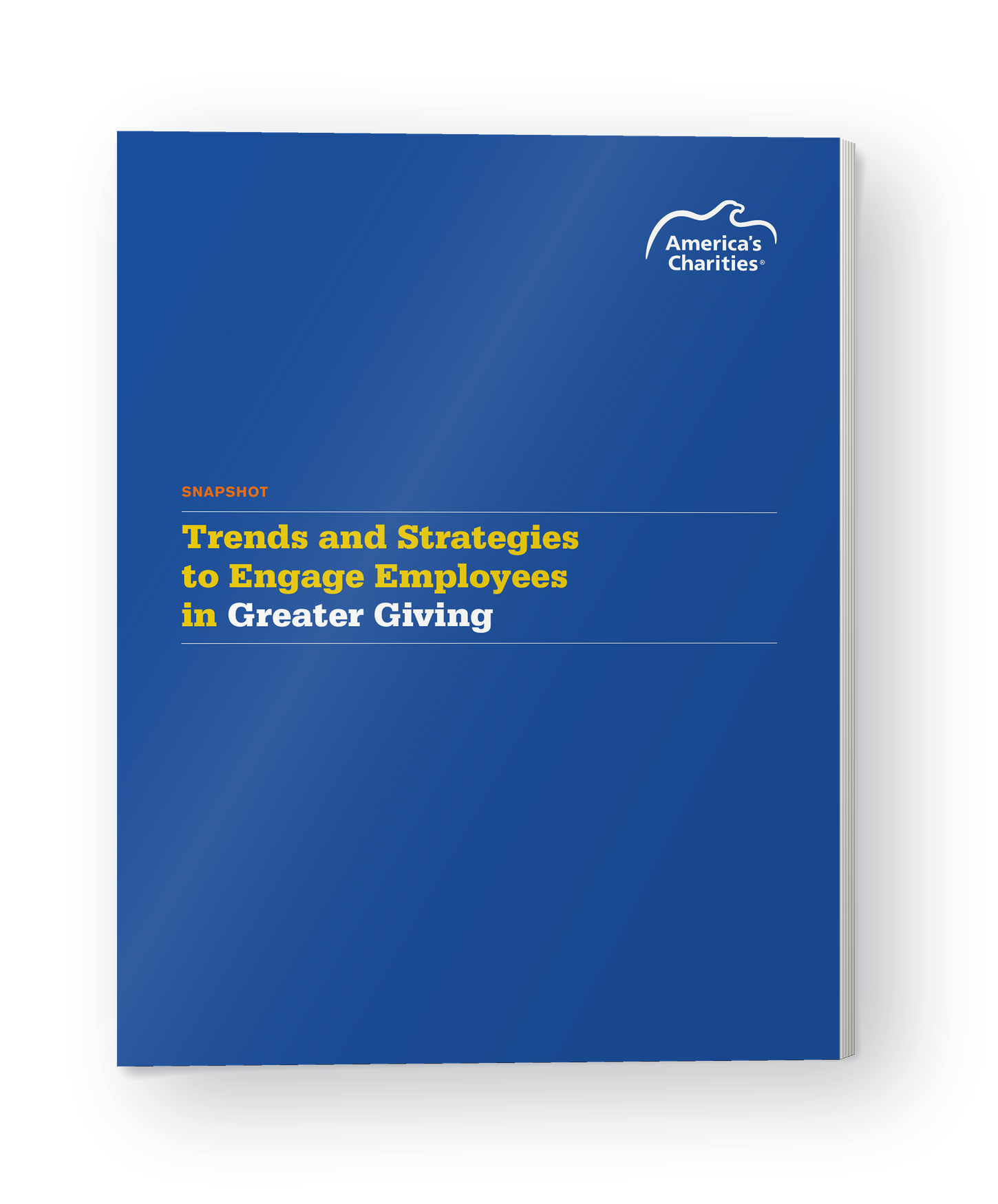 Cover of the America’s Charities Snapshot report Trends and Strategies to Engage Employees in Greater Giving